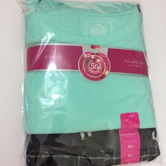 SO Soft & Cozy 3-pc Pajama Set with Shorts NWT - Picture 2 of 4